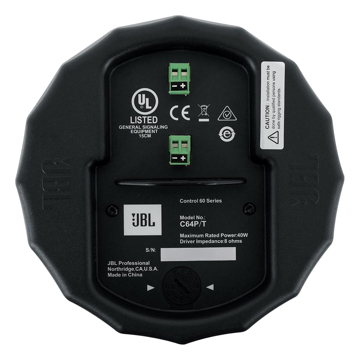 JBL Professional Control 64P/T 4 Inch Compact Full-Range Pendant Speakers - Pair (Black)