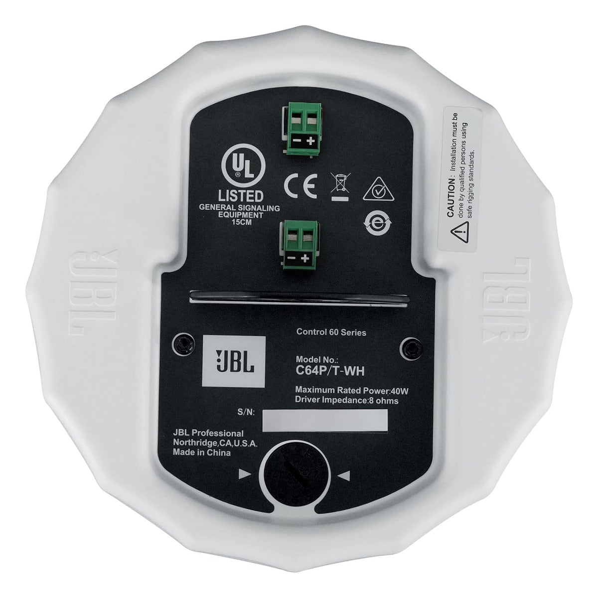 JBL Professional Control 64P/T 4 Inch Compact Full-Range Pendant Speakers - Pair (White)