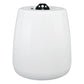 White pendant speaker with a tapered cylindrical housing and black mounting bracket