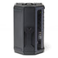 Black portable PA speaker with rear control panel, multiple input jacks, and integrated handle