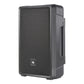 Black portable PA speaker with a perforated metal grille and side carry handle