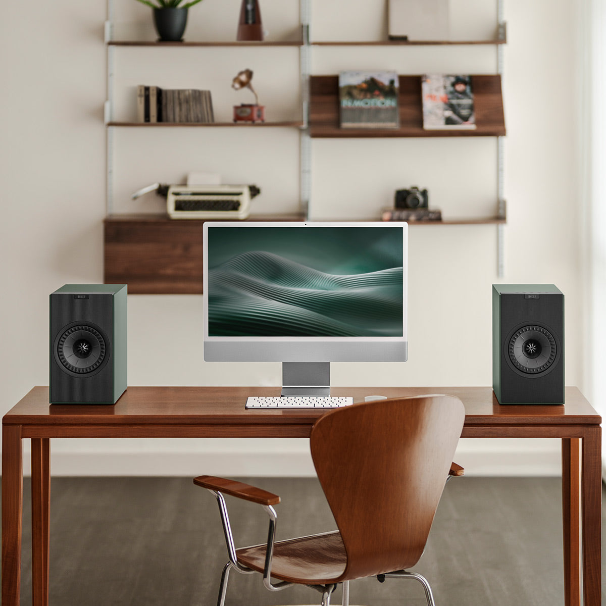 KEF Coda W Bluetooth Bookshelf Speakers - Pair (Moss Green)