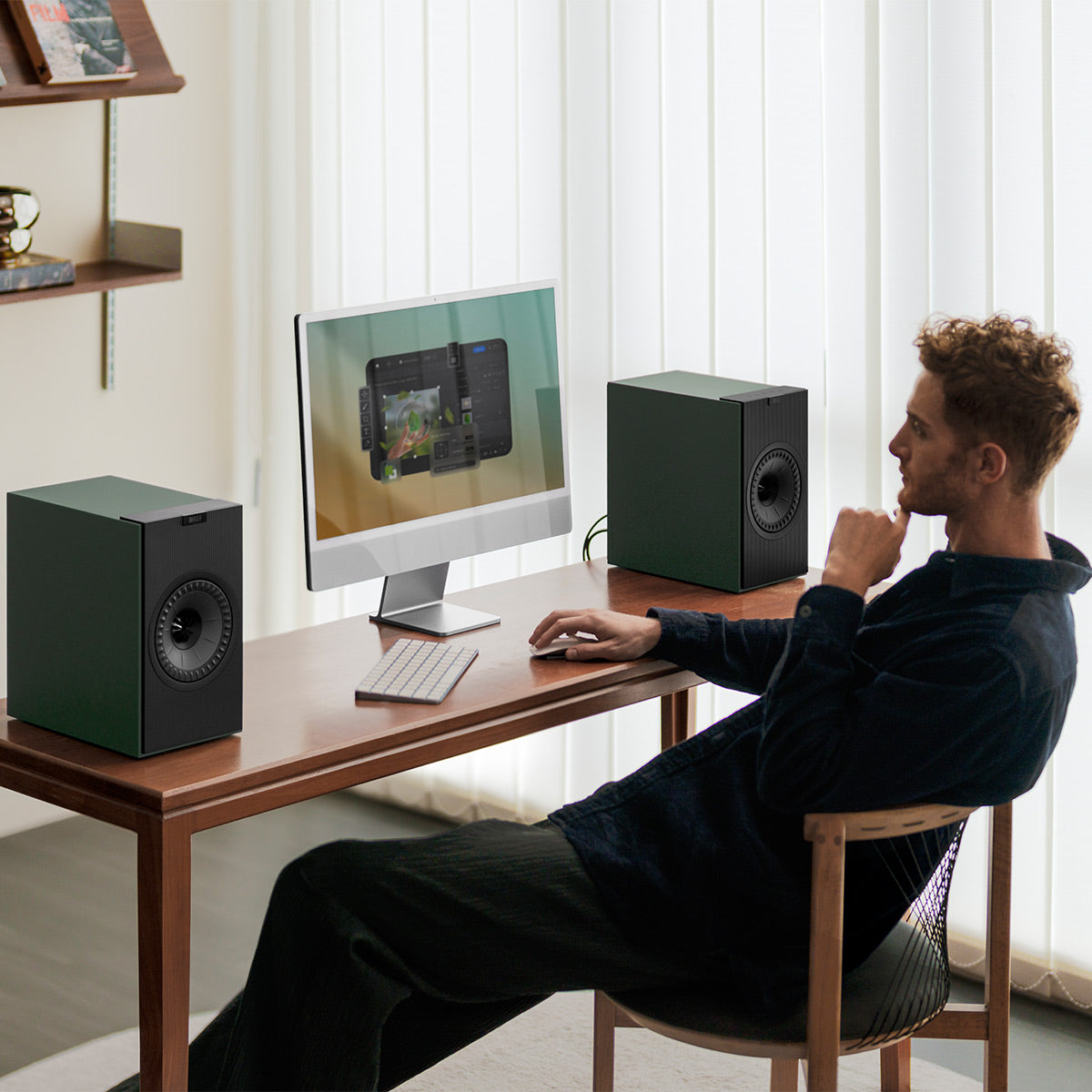 KEF Coda W Bluetooth Bookshelf Speakers - Pair (Moss Green)