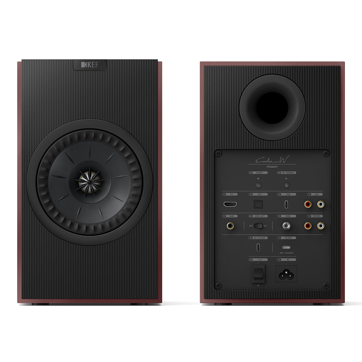 KEF Coda W Bluetooth Bookshelf Speakers - Pair (Vintage Burgundy)