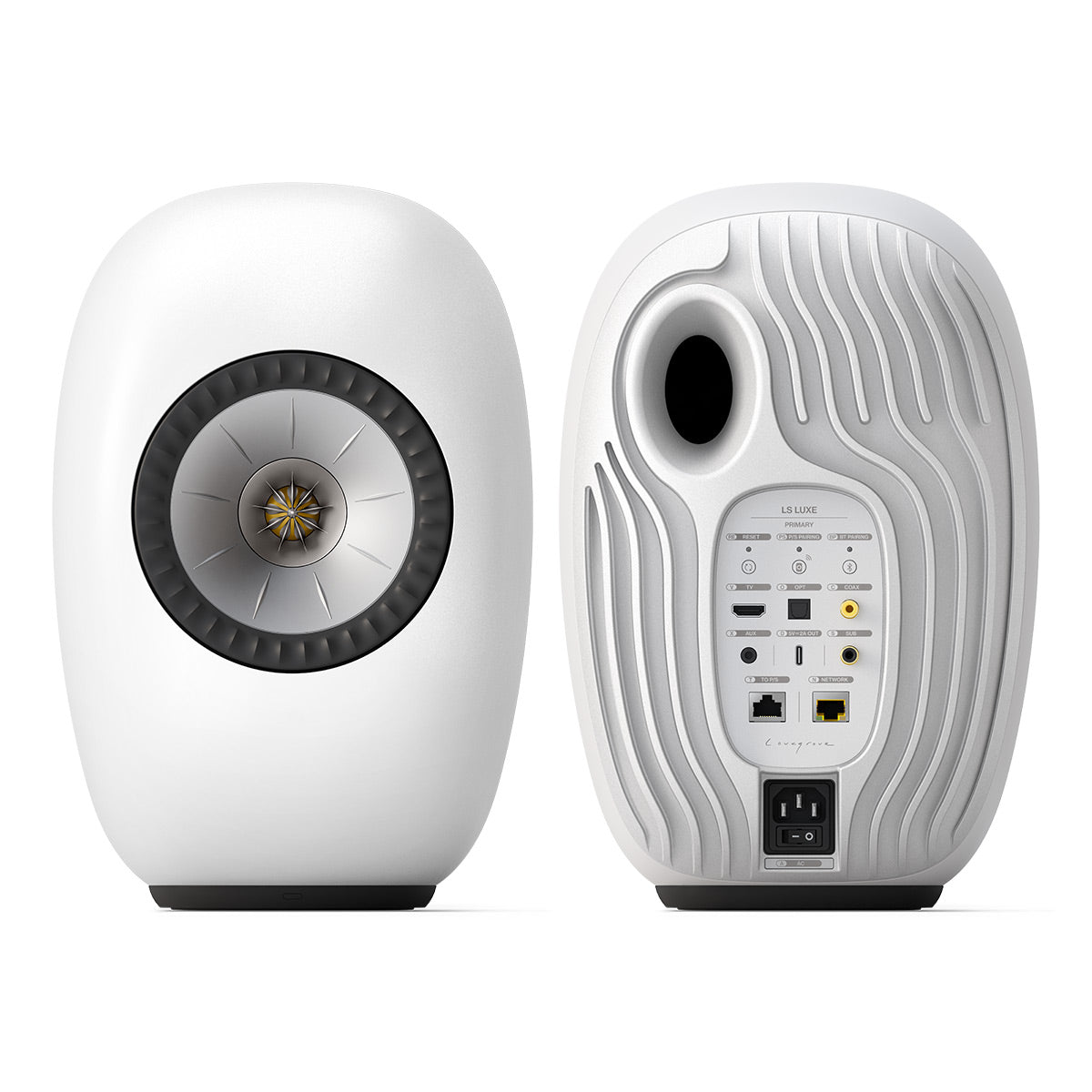 KEF LS LUXE Powered Wirelesss Hi-Fi Bookshelf Speakers - Pair (Mineral White)