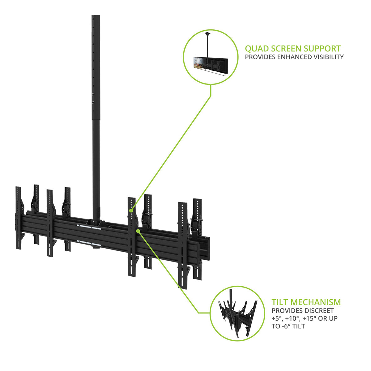 Kanto CM600B4B Back-to-Back Quad Screen TV Ceiling Mount for Four 40&rdquo; to 45&rdquo; TVs