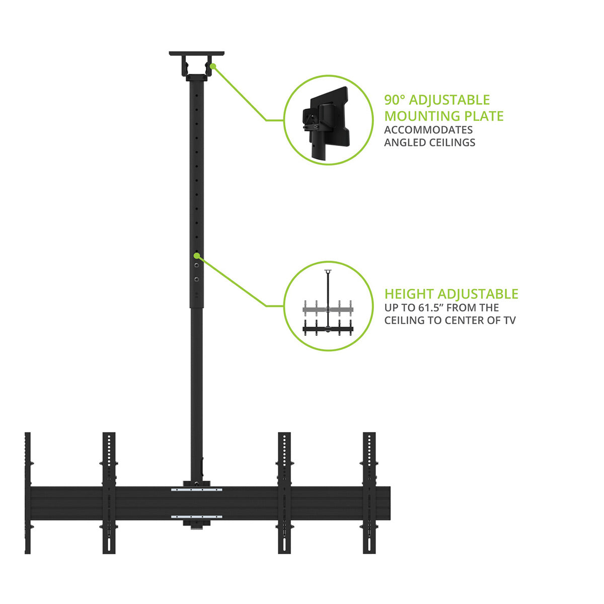 Kanto CM600B4B Back-to-Back Quad Screen TV Ceiling Mount for Four 40&rdquo; to 45&rdquo; TVs