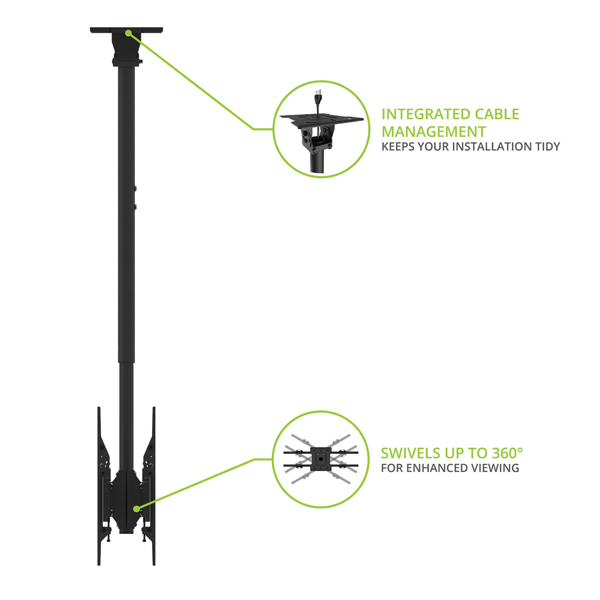 Kanto CM600BTB Back-to-Back Dual Screen TV Ceiling Mount for 40&rdquo; to 80&rdquo; TVs