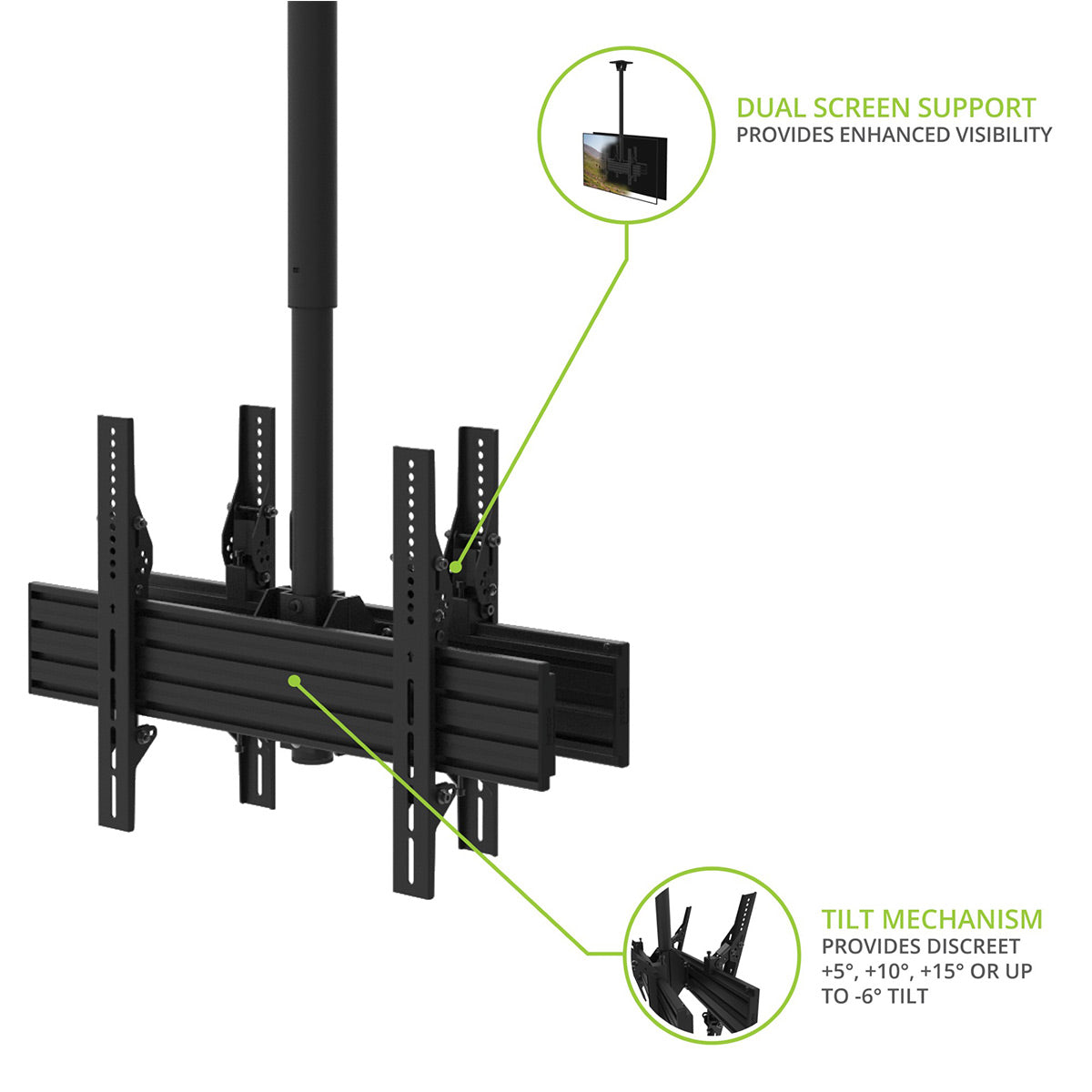 Kanto CM600BTB Back-to-Back Dual Screen TV Ceiling Mount for 40&rdquo; to 80&rdquo; TVs