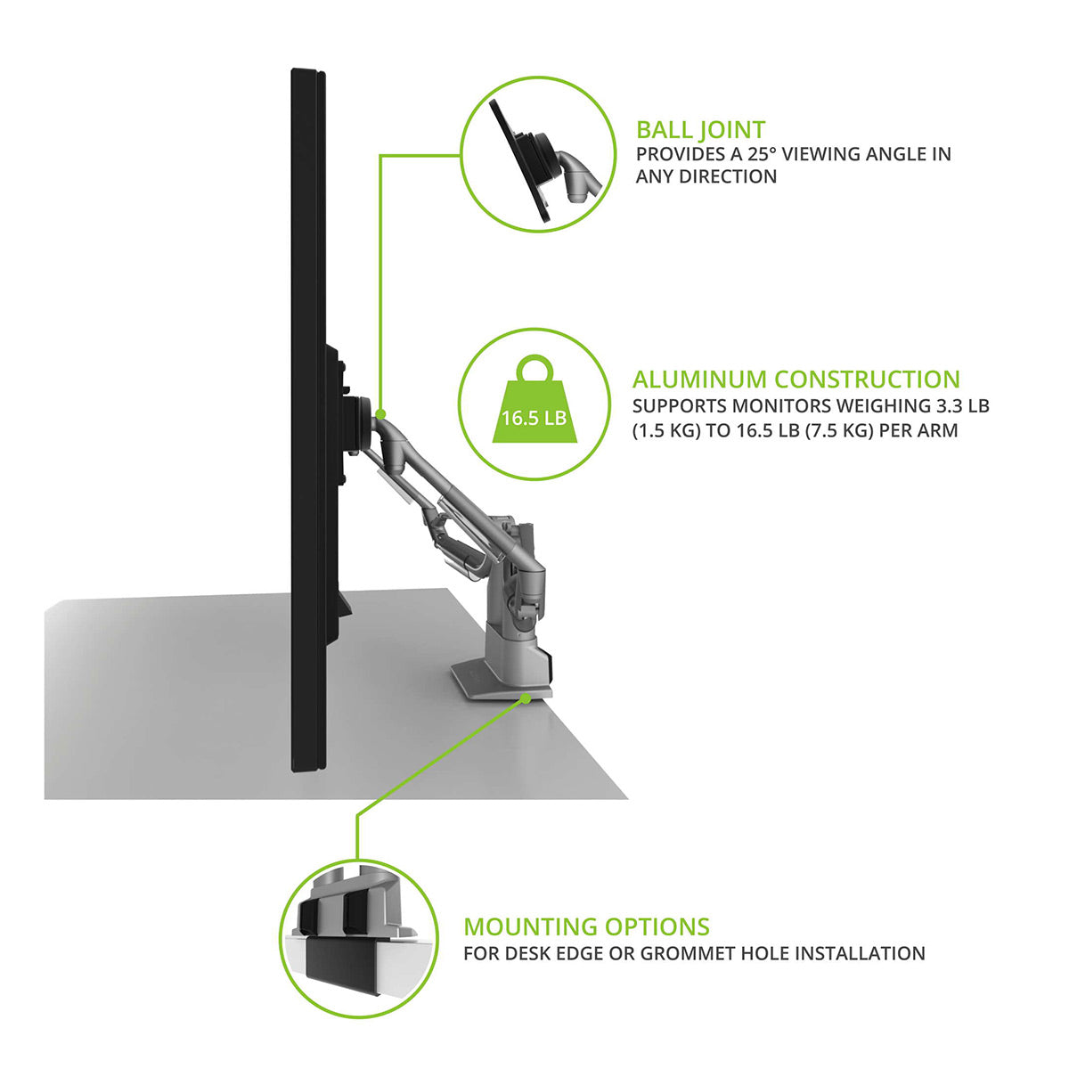 Kanto DMS2000 Dual-Arm Desktop Monitor Mount for 17" - 32" Displays (Silver)