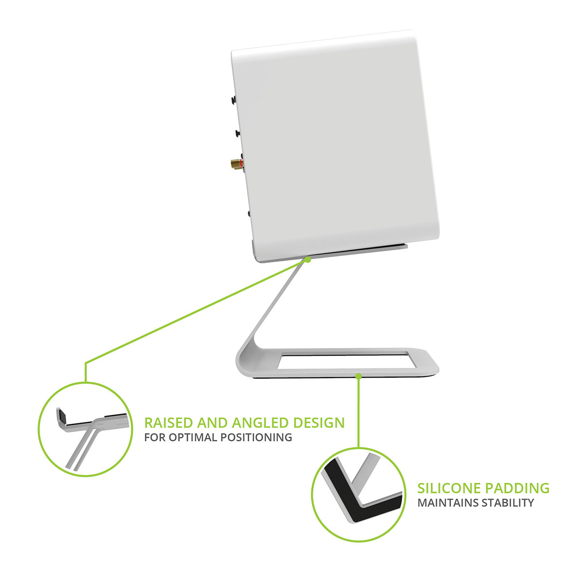 Kanto Elevated Desktop Speaker Stands for Midsize Speakers - Pair (White)