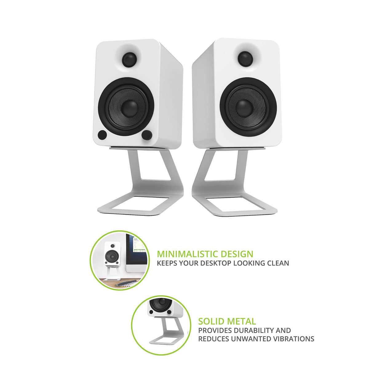 Kanto Elevated Desktop Speaker Stands for Midsize Speakers - Pair (White)