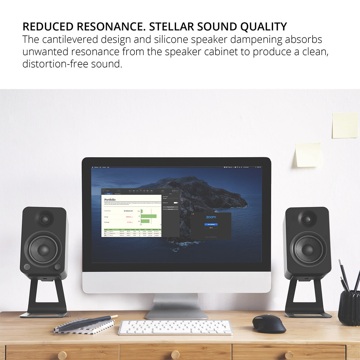 Kanto Elevated Desktop Speaker Stands for Midsize Speakers - Pair (Black)