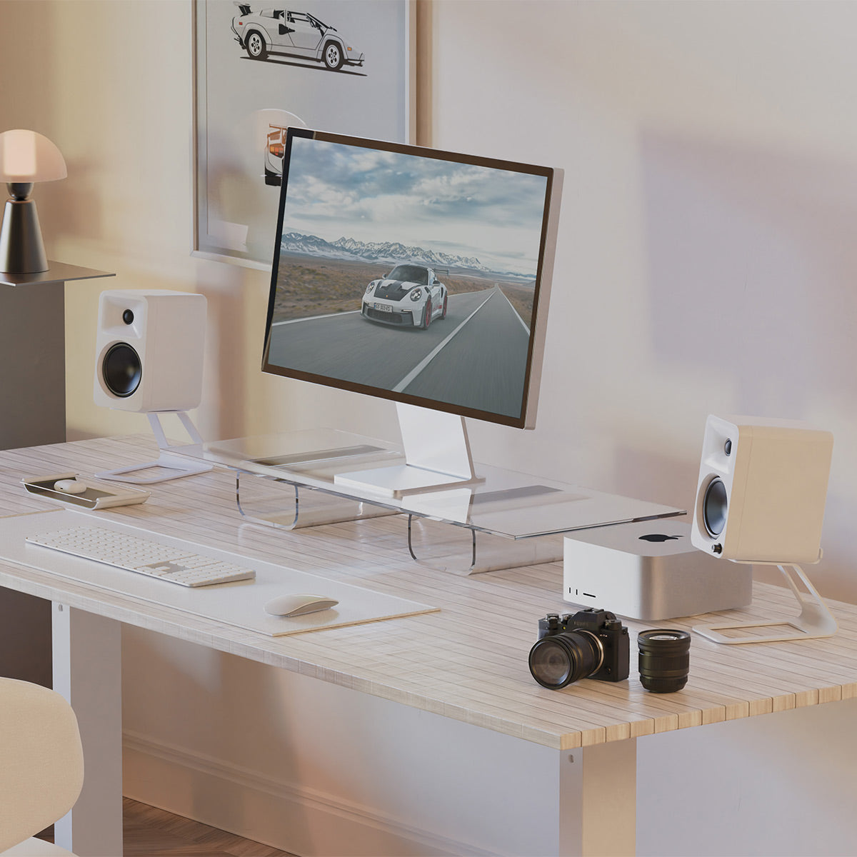 Kanto Elevated Desktop Speaker Stands for Midsize Speakers - Pair (White)
