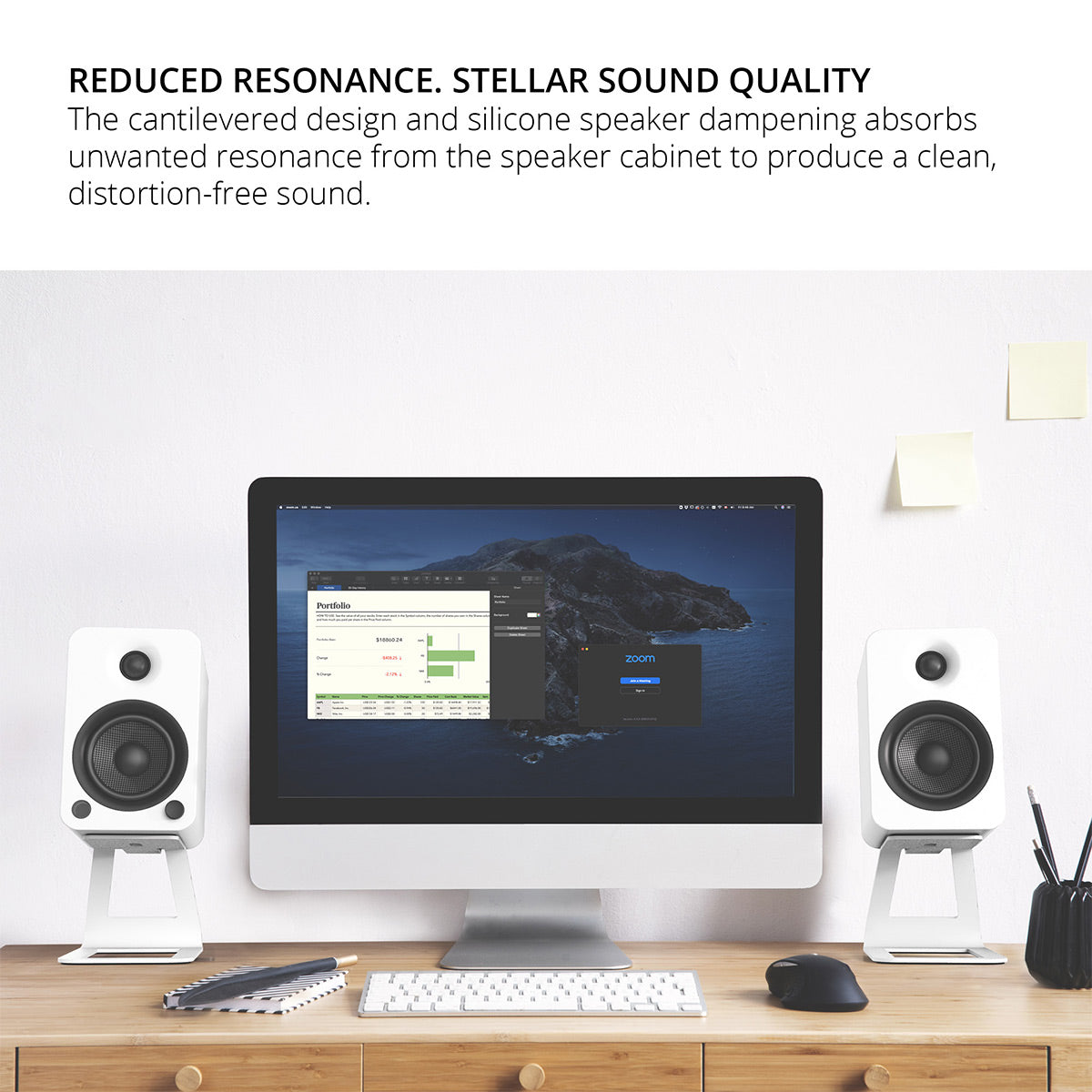 Kanto Elevated Desktop Speaker Stands for Midsize Speakers - Pair (White)