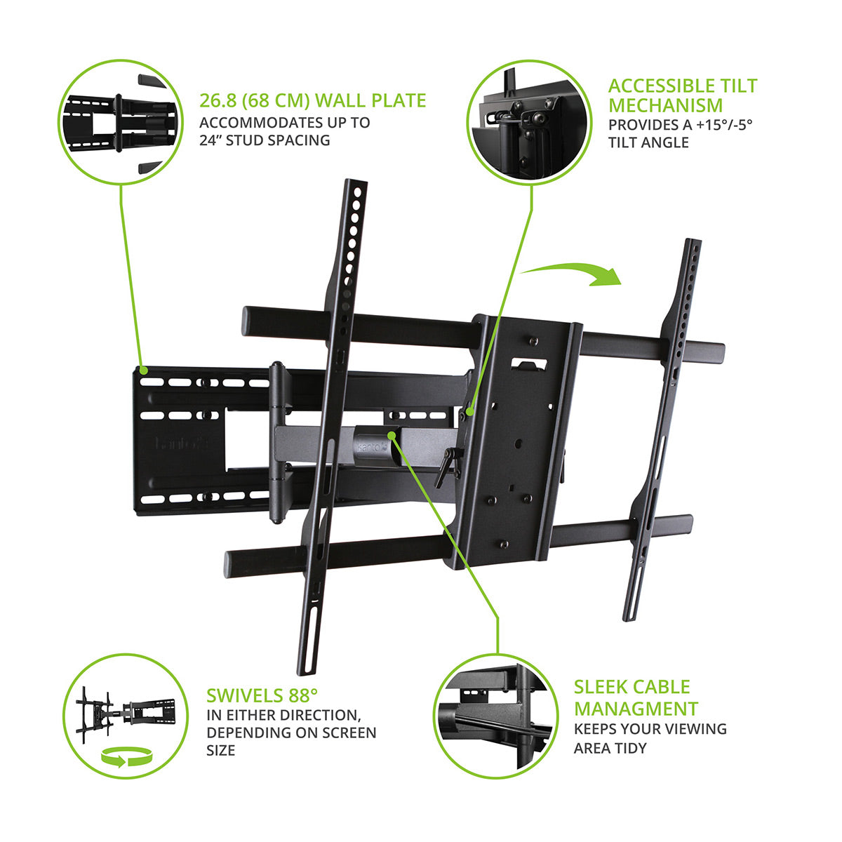 Kanto FMX3C Full Motion TV Wall Mount for 50" - 100" TVs