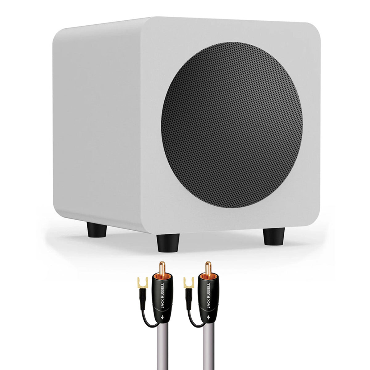 Kanto SUB6 6" Powered Subwoofer Bundle with AudioQuest Jack Russell Subwoofer Cable - 4m (White)