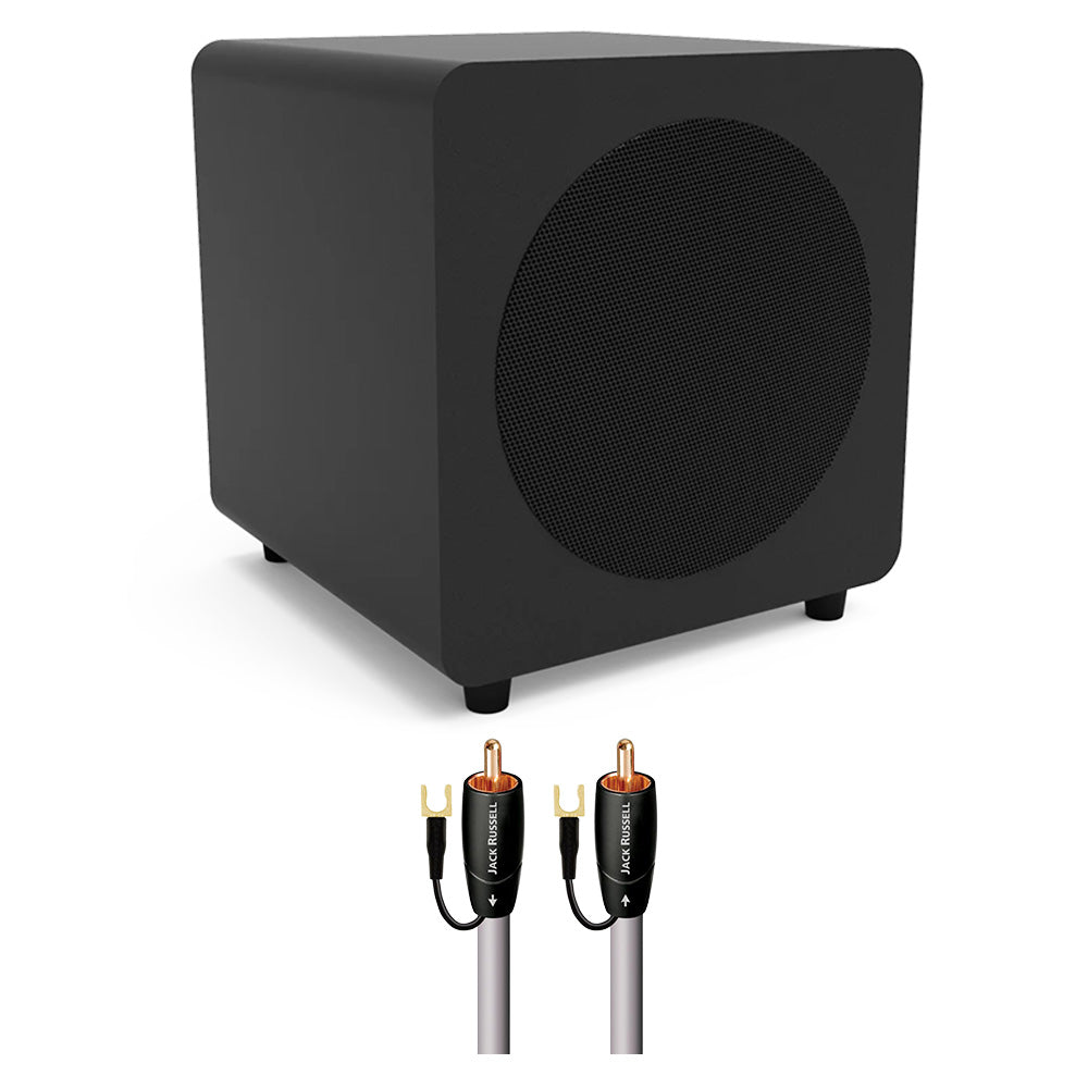 Kanto SUB8 8" Powered Subwoofer Bundle with AudioQuest Jack Russell Subwoofer Cable - 4m (Black)