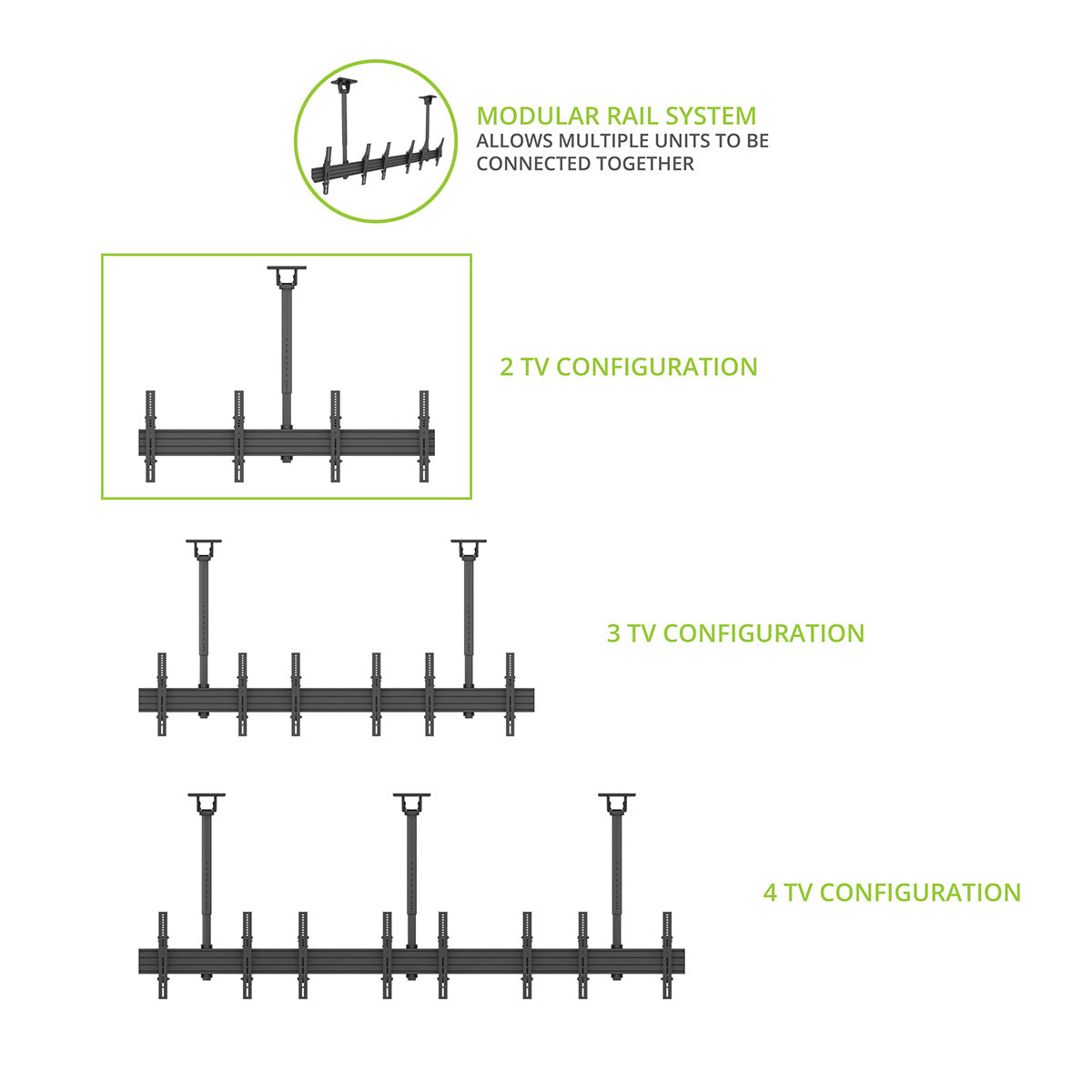 Kanto MBC211T Menu Board Ceiling Mount System with Tilting Arms for 40" - 60" TVs (2 Screens)