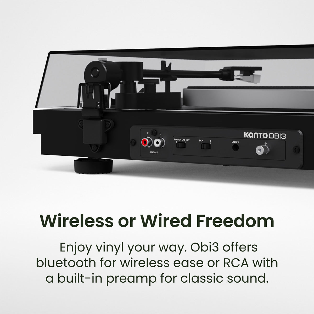 Kanto OBI3 Bluetooth 5.3 Turntable with Built-In Preamp (Matte Black)