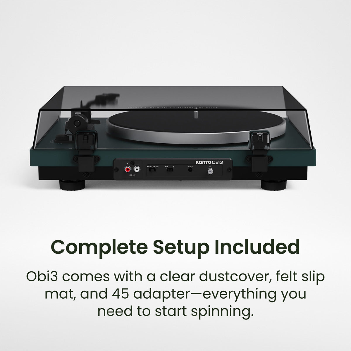 Kanto OBI3 Bluetooth 5.3 Turntable with Built-In Preamp (Matte Green)