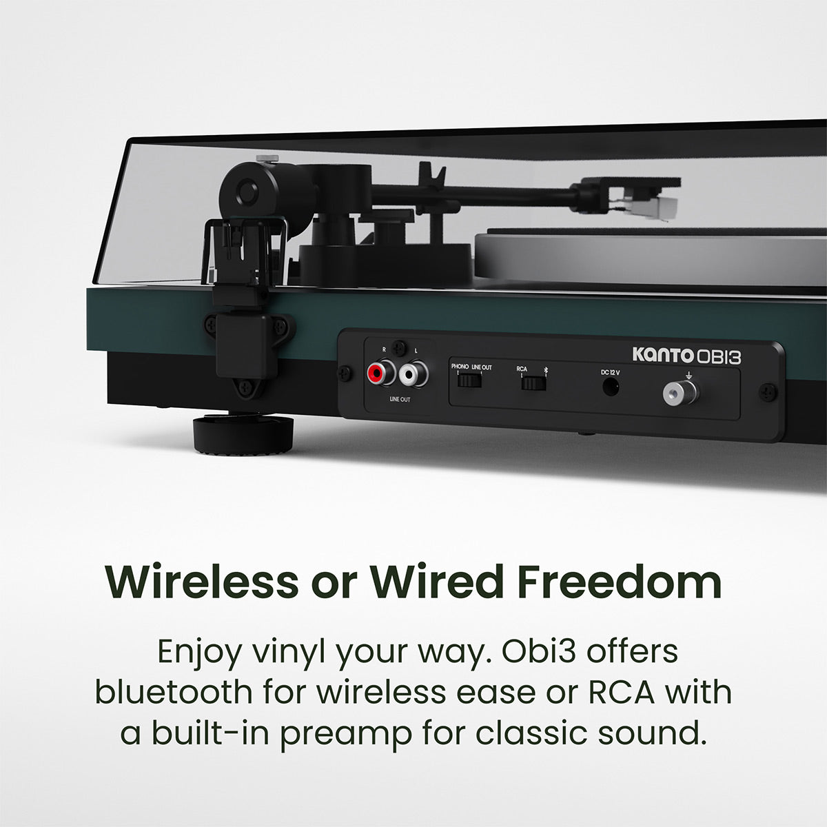 Kanto OBI3 Bluetooth 5.3 Turntable with Built-In Preamp (Matte Green)