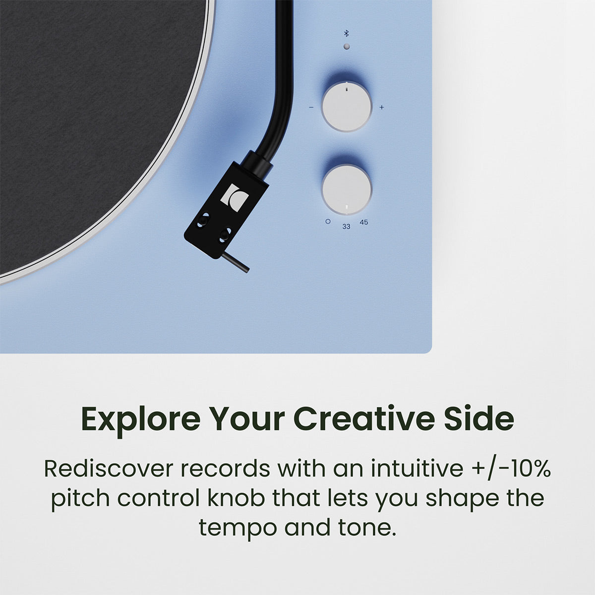 Kanto OBI3 Bluetooth 5.3 Turntable with Built-In Preamp (Matte Ice Blue)