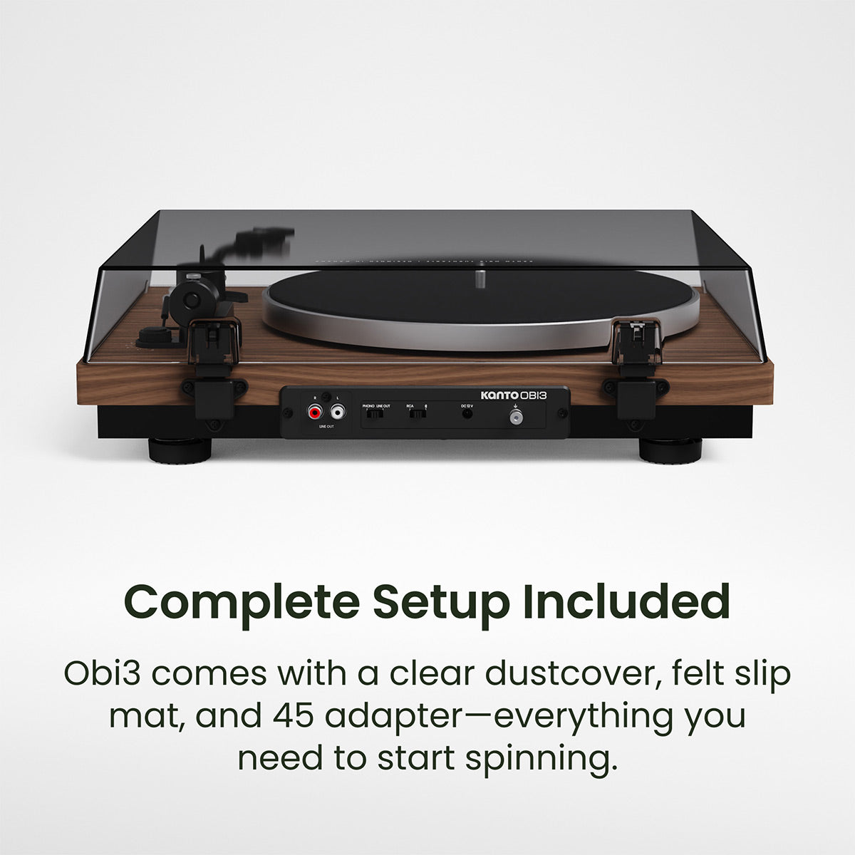 Kanto OBI3 Bluetooth 5.3 Turntable with Built-In Preamp (Matte Walnut)