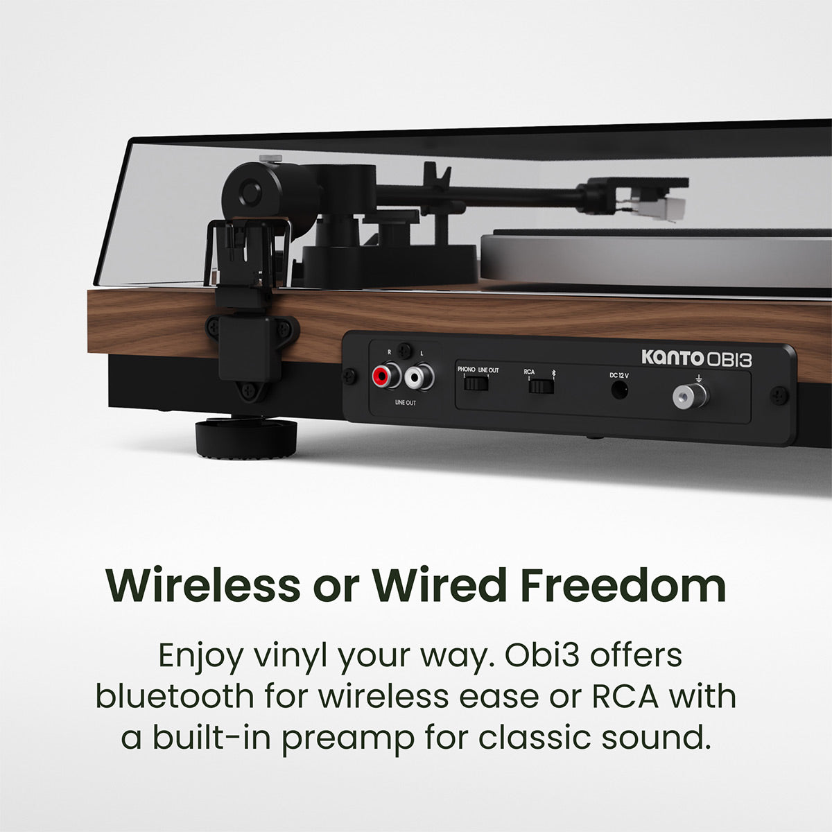 Kanto OBI3 Bluetooth 5.3 Turntable with Built-In Preamp (Matte Walnut)
