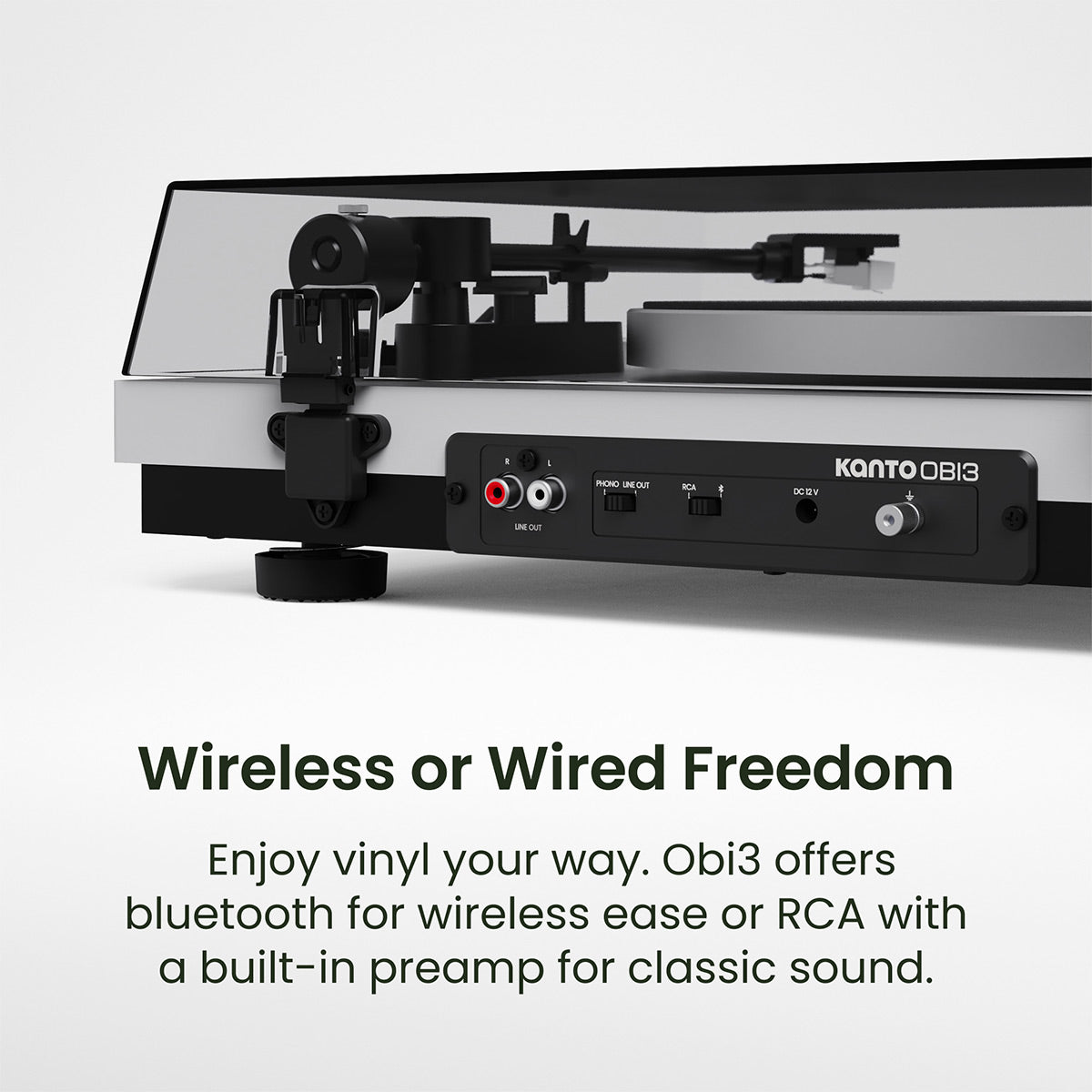 Kanto OBI3 Bluetooth 5.3 Turntable with Built-In Preamp (Matte White)
