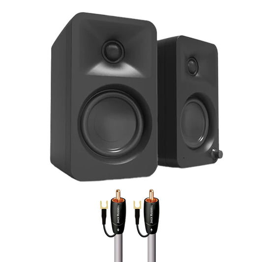 Kanto ORA Bluetooth Speakers Bundle with AudioQuest Jack Russell Subwoofer Cable - 4m (Black)