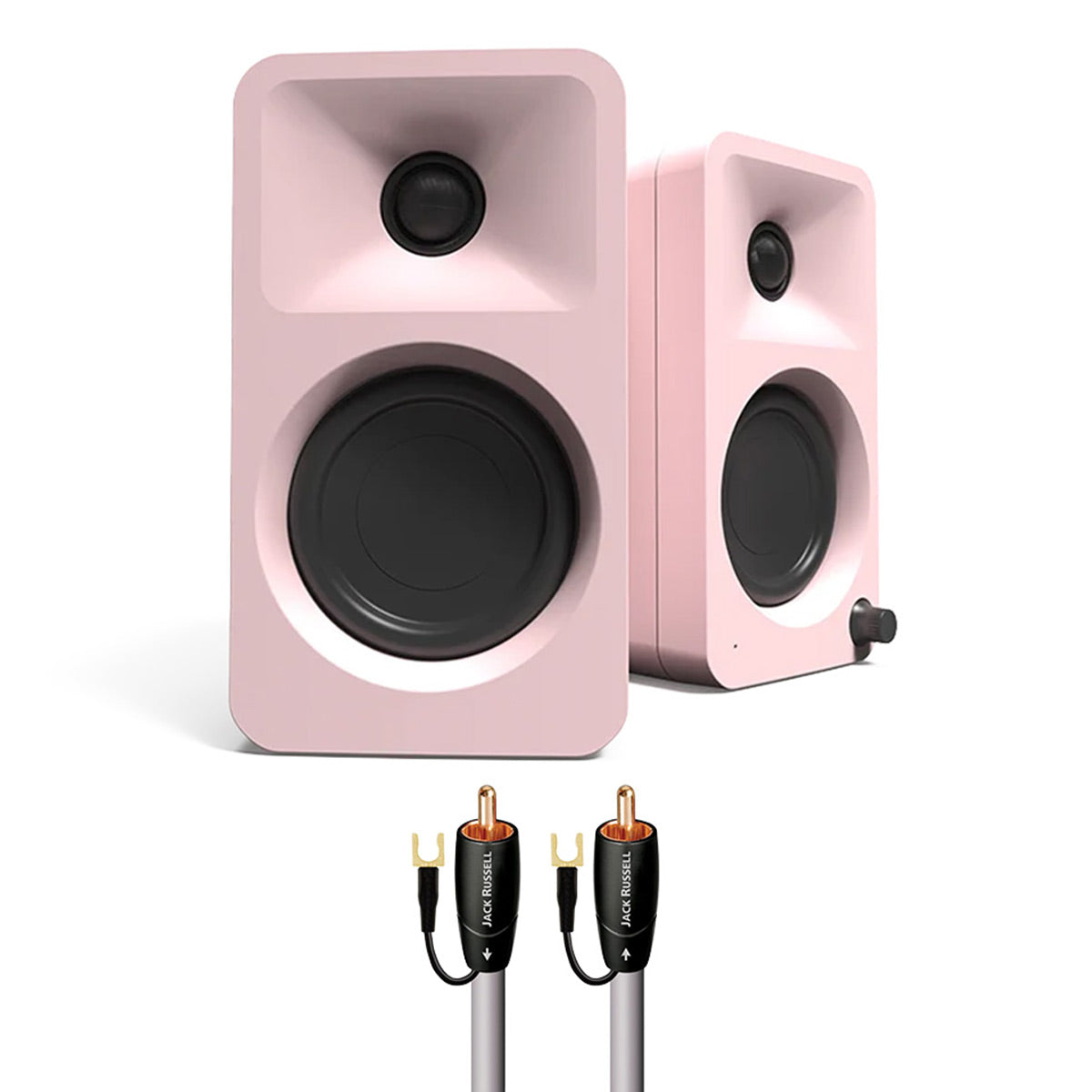 Kanto ORA Bluetooth Speakers Bundle with AudioQuest Jack Russell Subwoofer Cable - 4m (Pink)
