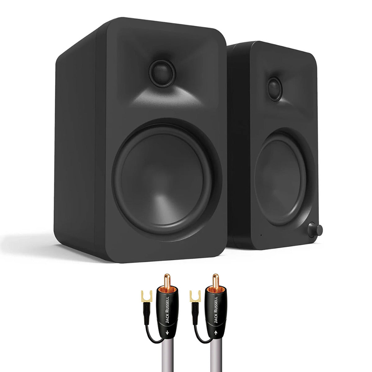 Kanto ORA4 Bluetooth Speakers Bundle with AudioQuest Jack Russell Subwoofer Cable - 4m (Black)