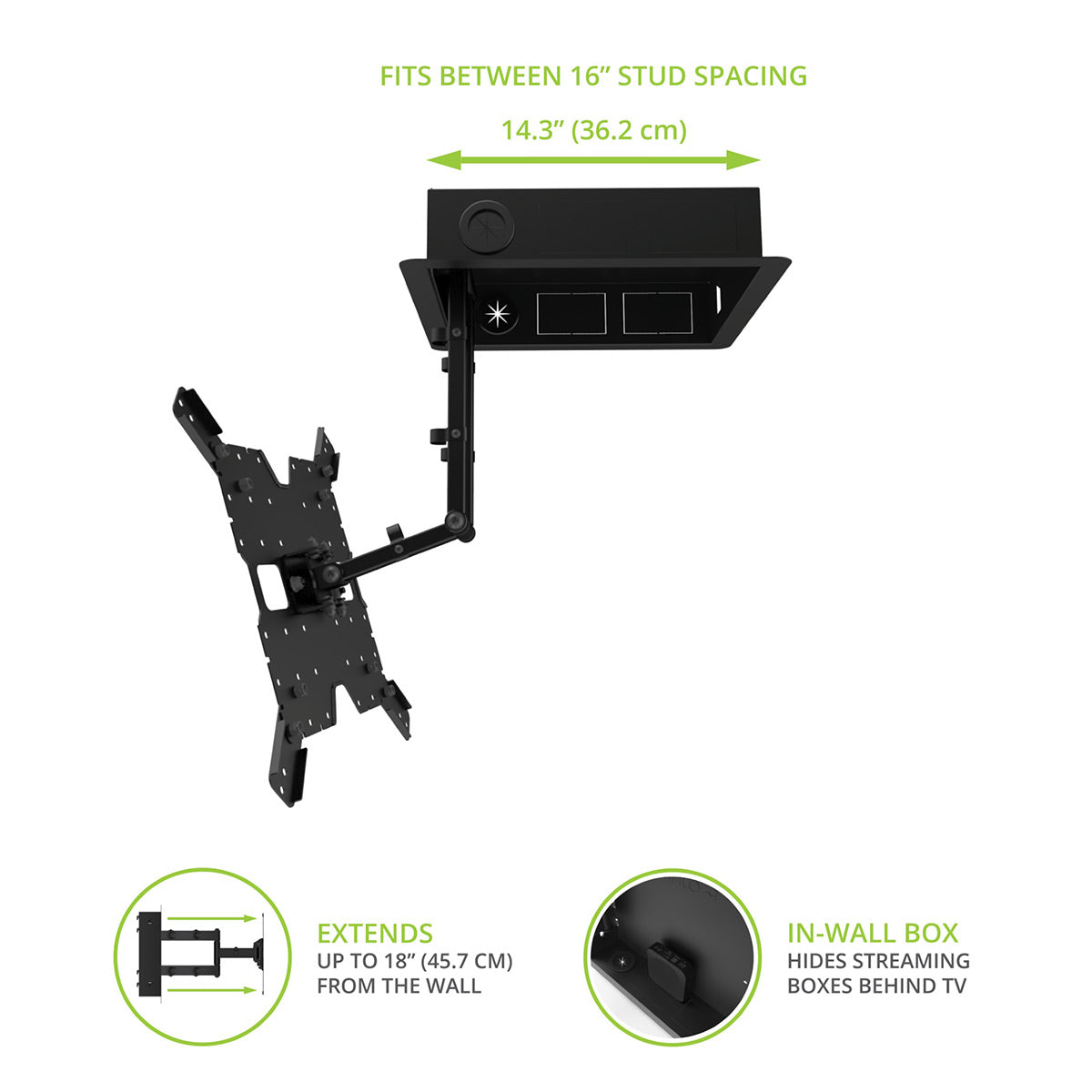 Kanto R400 Pro Series Recessed In Wall Full Motion TV Mount for 35"-65" TVs