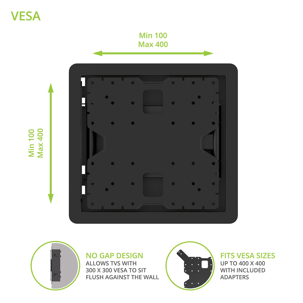 Kanto R400 Pro Series Recessed In Wall Full Motion TV Mount for 35"-65" TVs