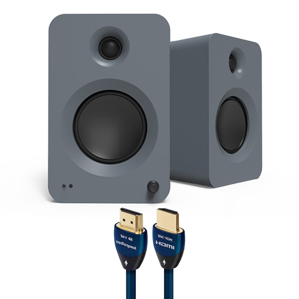 Kanto REN Powered Speakers Bundle with AudioQuest Sky 48 HDMI Cable - 3m (Grey)