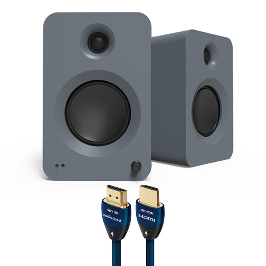Kanto REN Powered Speakers Bundle with AudioQuest Sky 48 HDMI Cable - 3m (Grey)