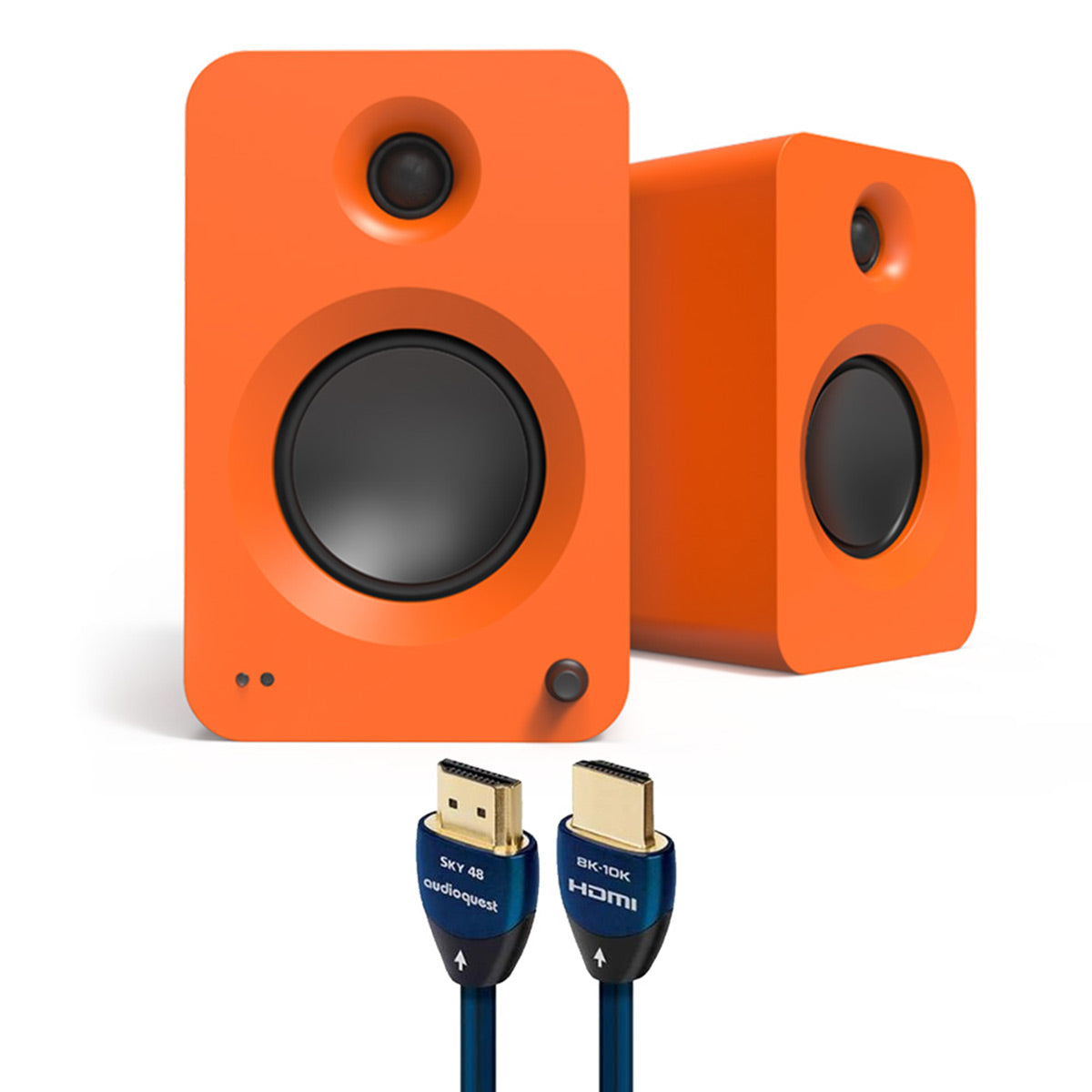 Kanto REN Powered Speakers Bundle with AudioQuest Sky 48 HDMI Cable - 3m (Orange)