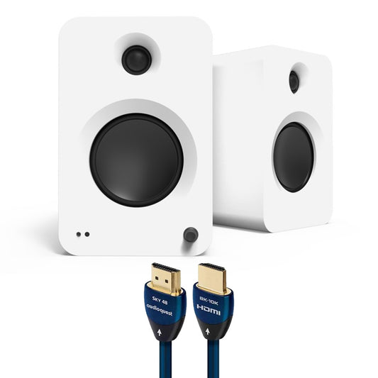 Kanto REN Powered Speakers Bundle with AudioQuest Sky 48 HDMI Cable - 3m (White)