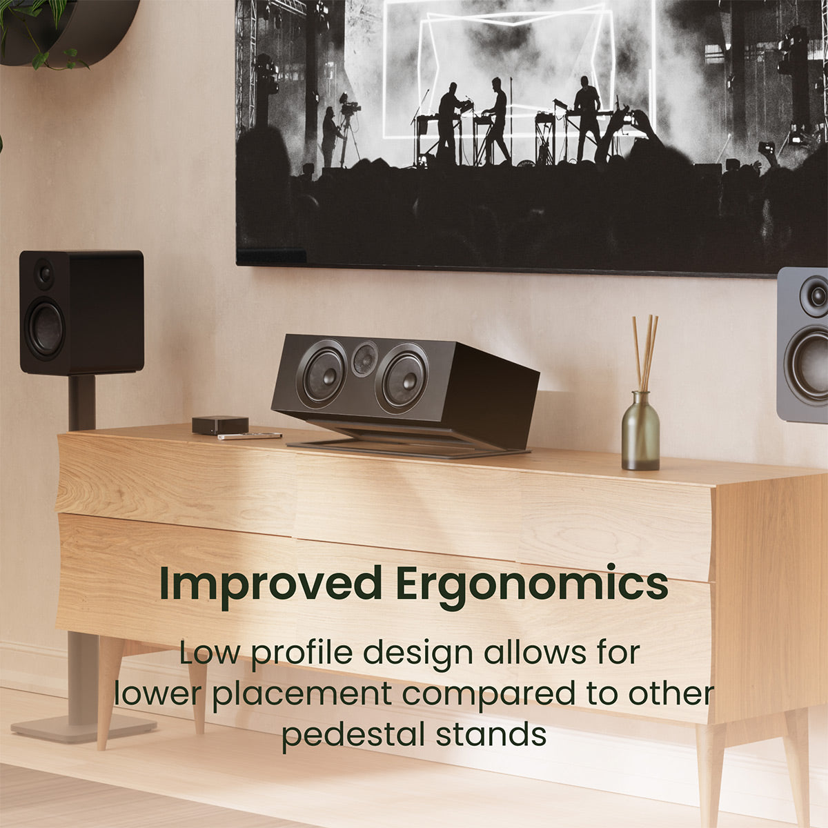 Kanto S12 Low Profile Angled Universal Center Channel Speaker Stand