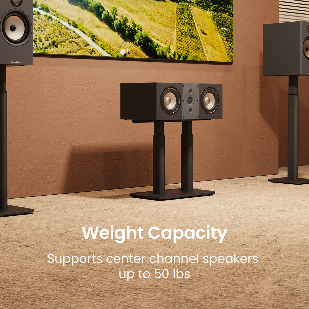 Kanto SCH Universal Height Adjustable Center Channel Speaker Stand