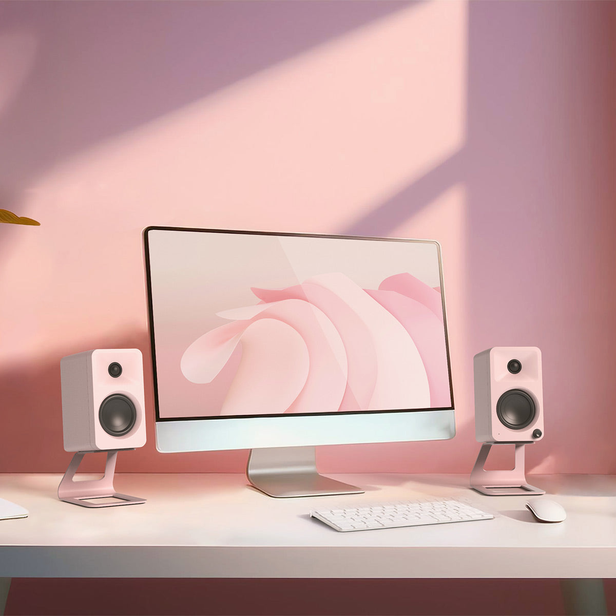 Kanto SE2P Elevated Desktop Speaker Stands for Small Speakers (Pink)