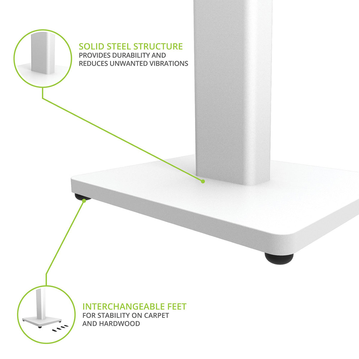 Kanto ST28W 28" Universal Bookshelf Speaker Floor Stands - Pair (White)