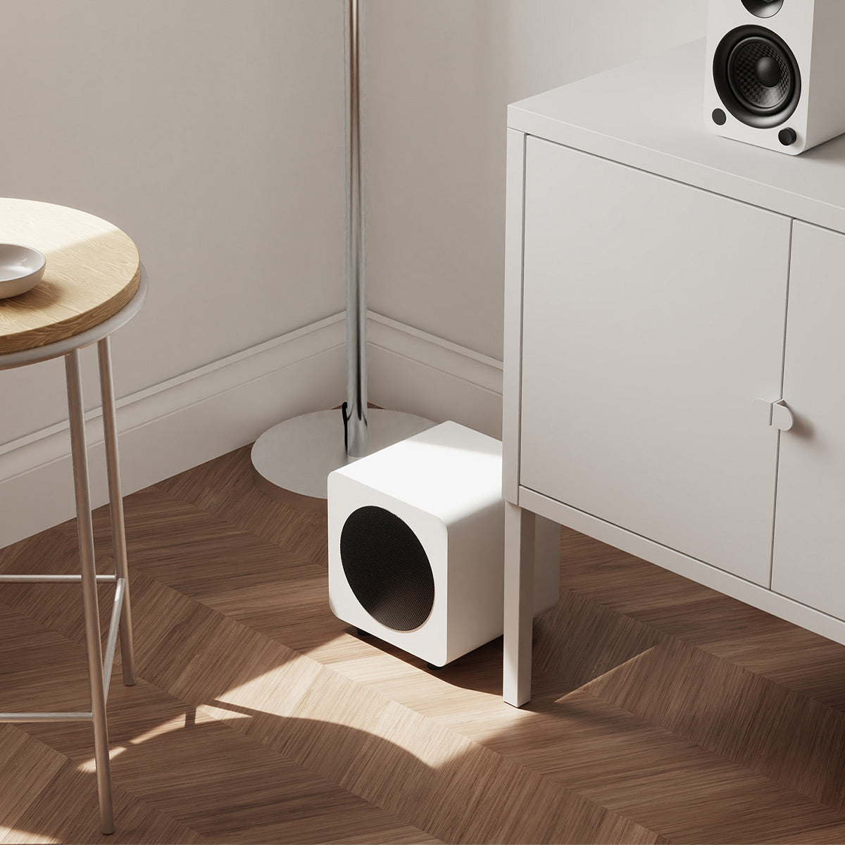 Kanto SUB6 6" Powered Subwoofer Bundle with AudioQuest Jack Russell Subwoofer Cable - 4m (White)