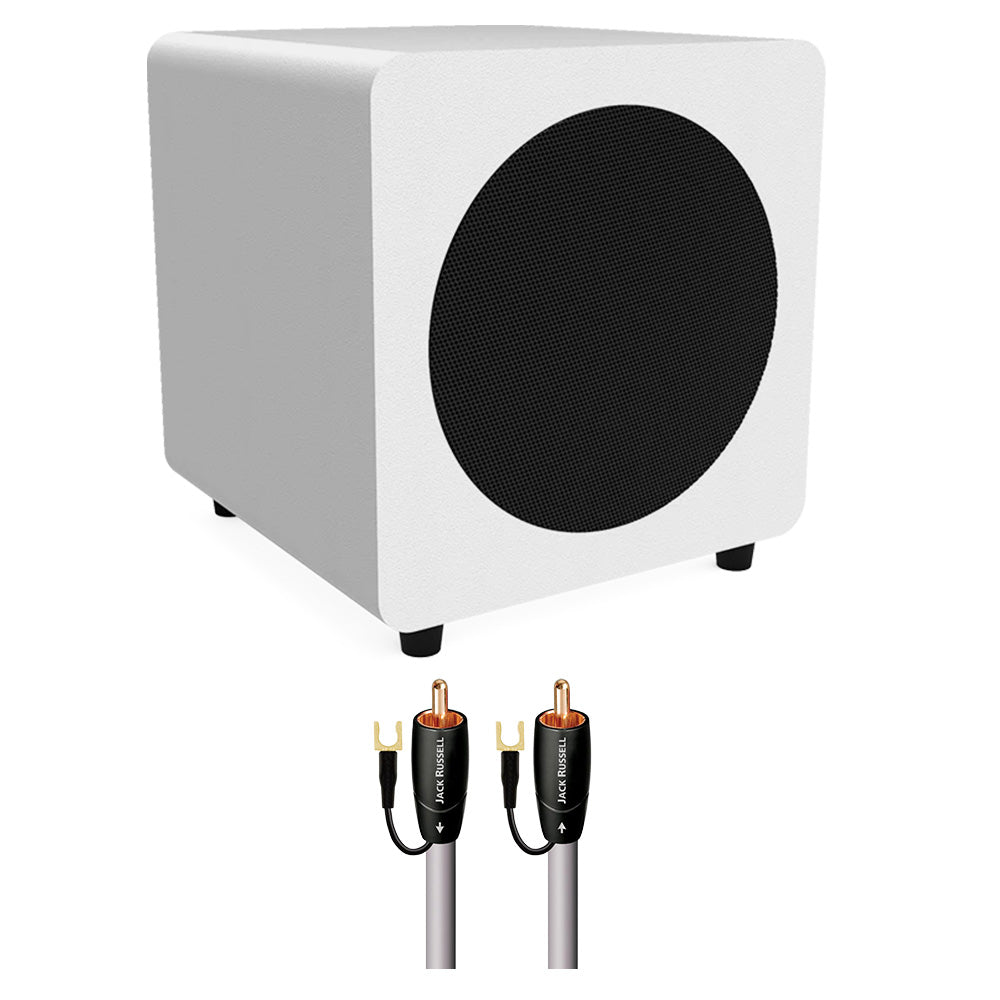 Kanto SUB8 8" Powered Subwoofer Bundle with AudioQuest Jack Russell Subwoofer Cable - 4m (White)