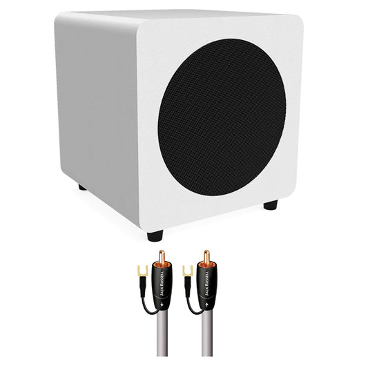 Kanto SUB8 8" Powered Subwoofer Bundle with AudioQuest Jack Russell Subwoofer Cable - 4m (White)