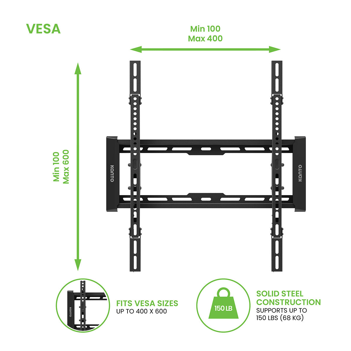 Kanto T300P Low Profile Vertical TV Mount for 40&rdquo; - 90&rdquo; TVs