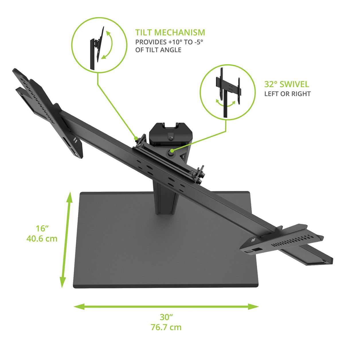 Kanto TTS140 Height Adjustable and Swivelling Tabletop TV Stand for 40" - 90" TVs