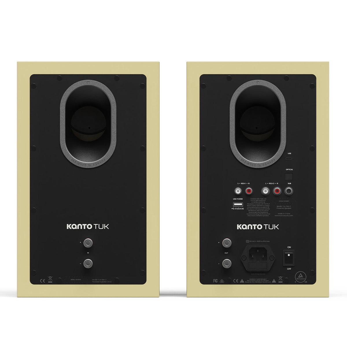 Kanto TUK G2 Powered Speakers Bundle with AudioQuest Jack Russell Subwoofer Cable - 4m (Butter)