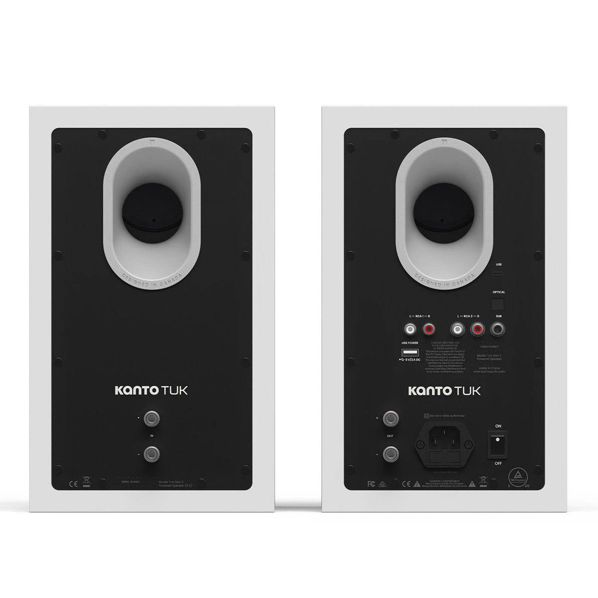 Kanto TUK G2 Powered Speakers Bundle with AudioQuest Jack Russell Subwoofer Cable - 4m (White)